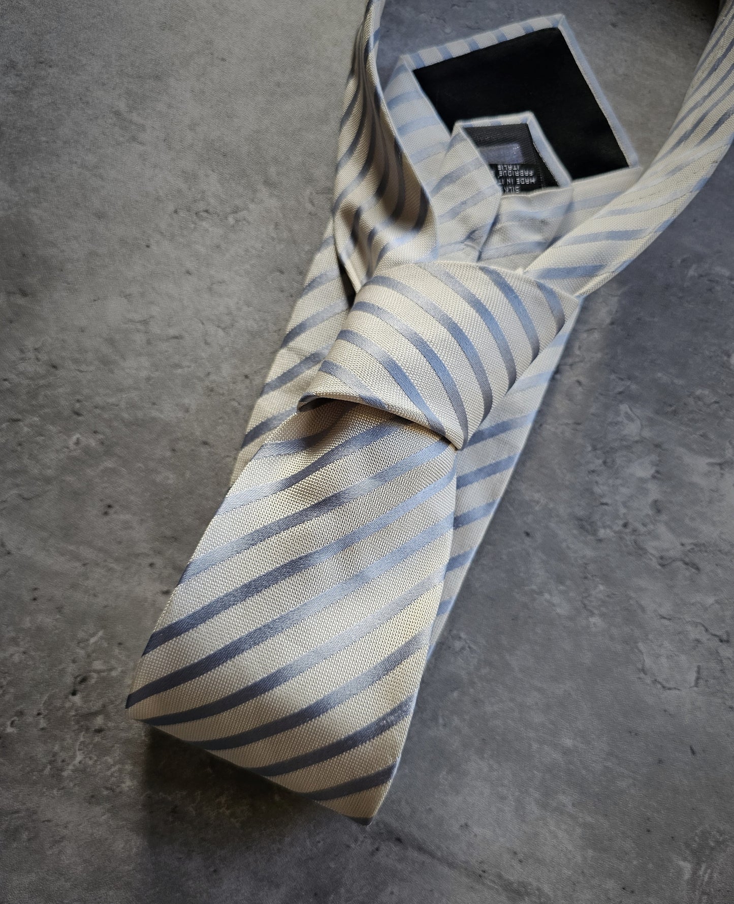 FENDI Blue Striped Silk Tie