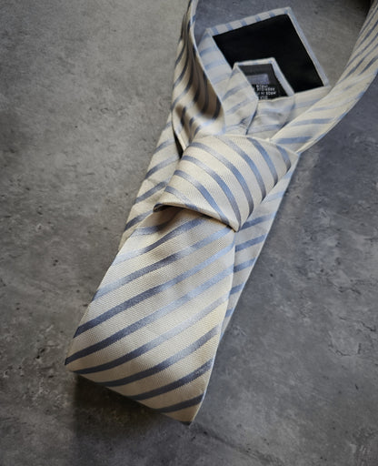 FENDI Blue Striped Silk Tie