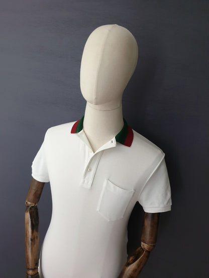 GUCCI Short-Sleeved Striped Collar Piquet Polo