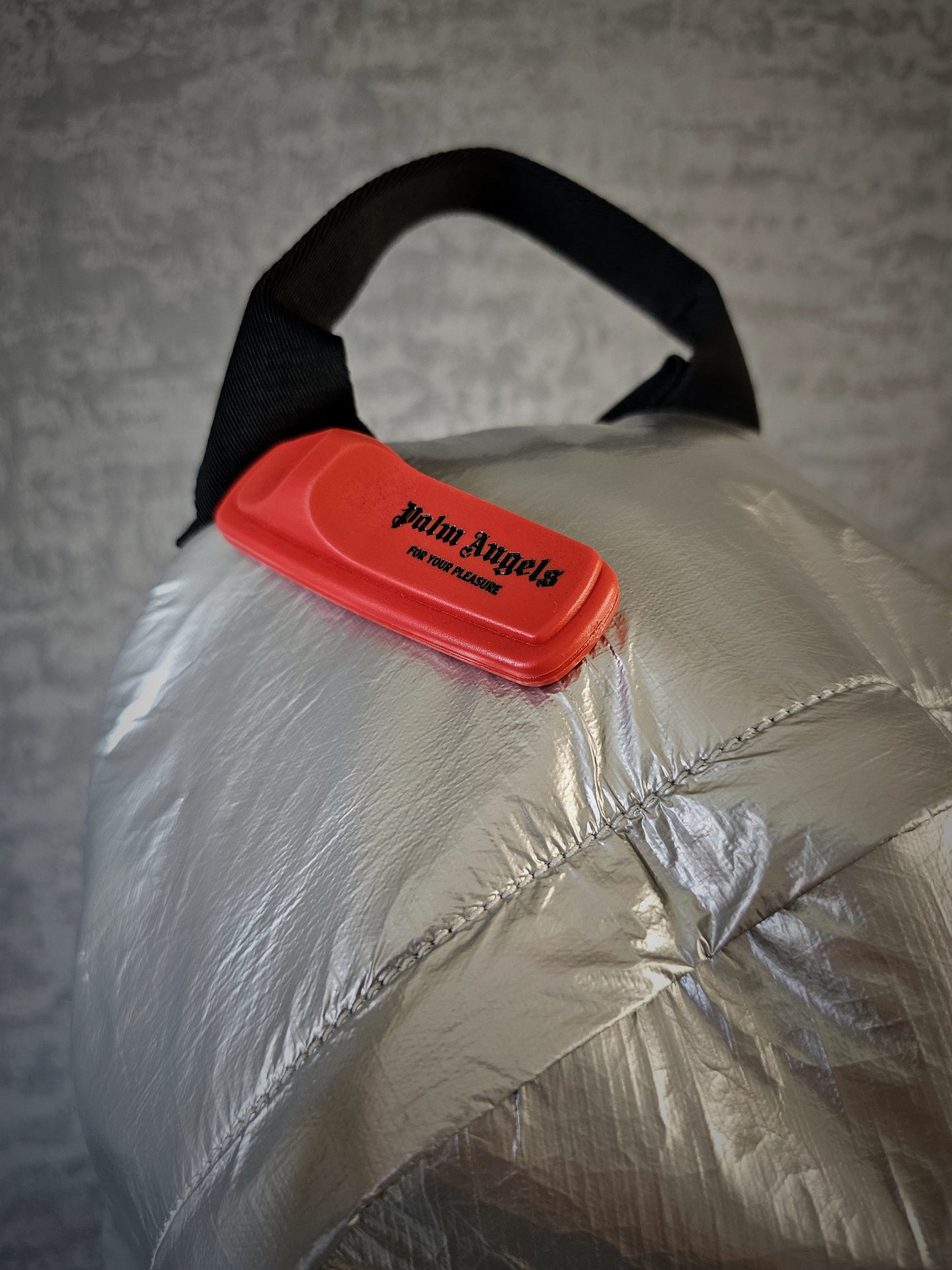 PALM ANGELS Silver Reflective Security Backpack