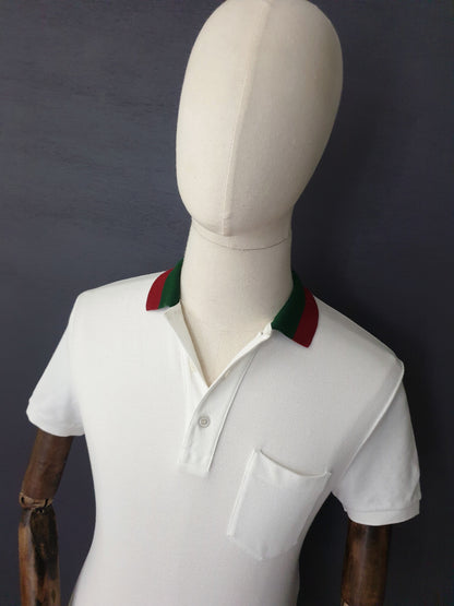GUCCI Short-Sleeved Striped Collar Piquet Polo
