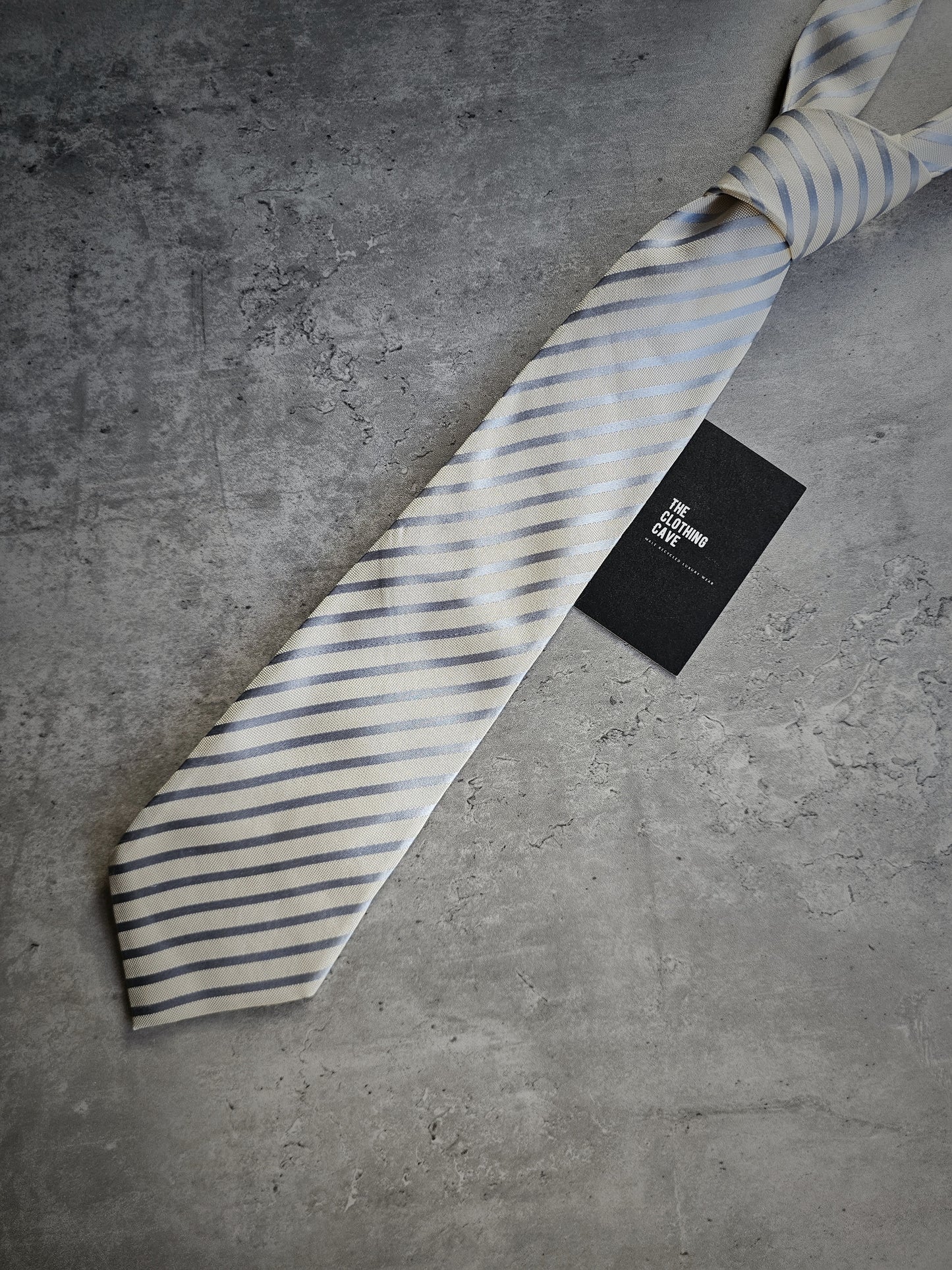 FENDI Blue Striped Silk Tie