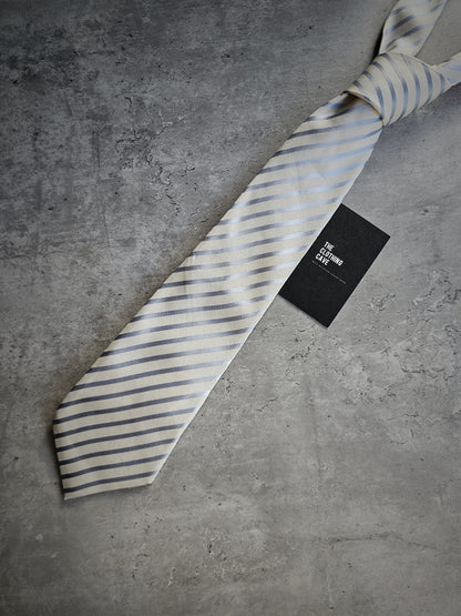 FENDI Blue Striped Silk Tie