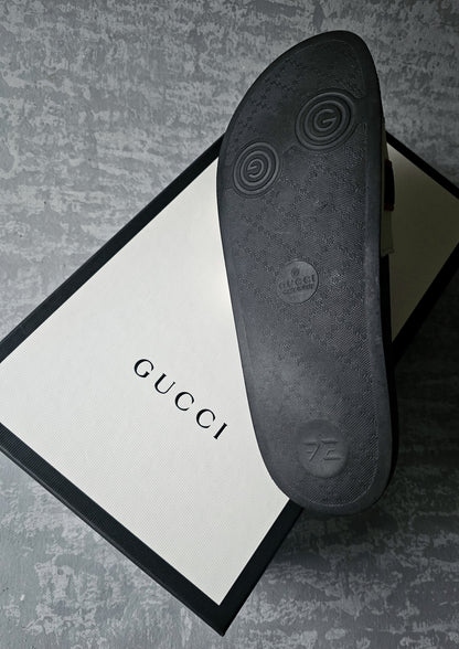 GUCCI Blk/white Nastro Rubber Slides