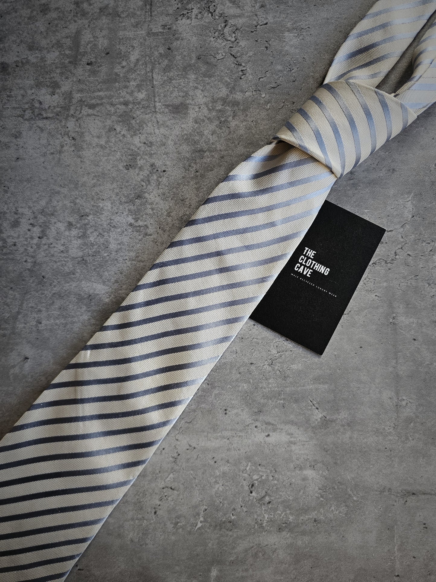 FENDI Blue Striped Silk Tie