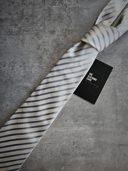 FENDI Blue Striped Silk Tie