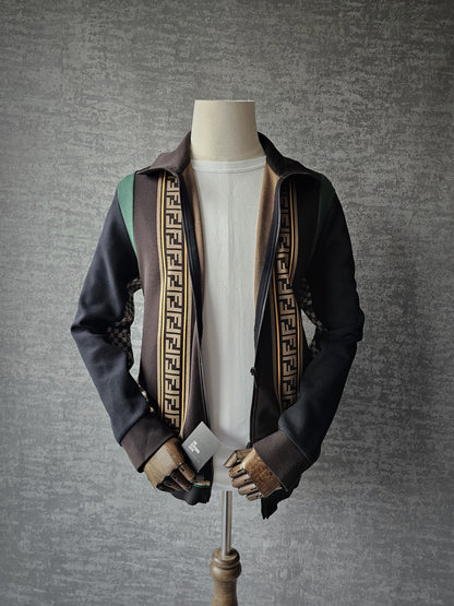 FENDI Logo Trimmed Panelled Stretch-Jersey Track Jacket