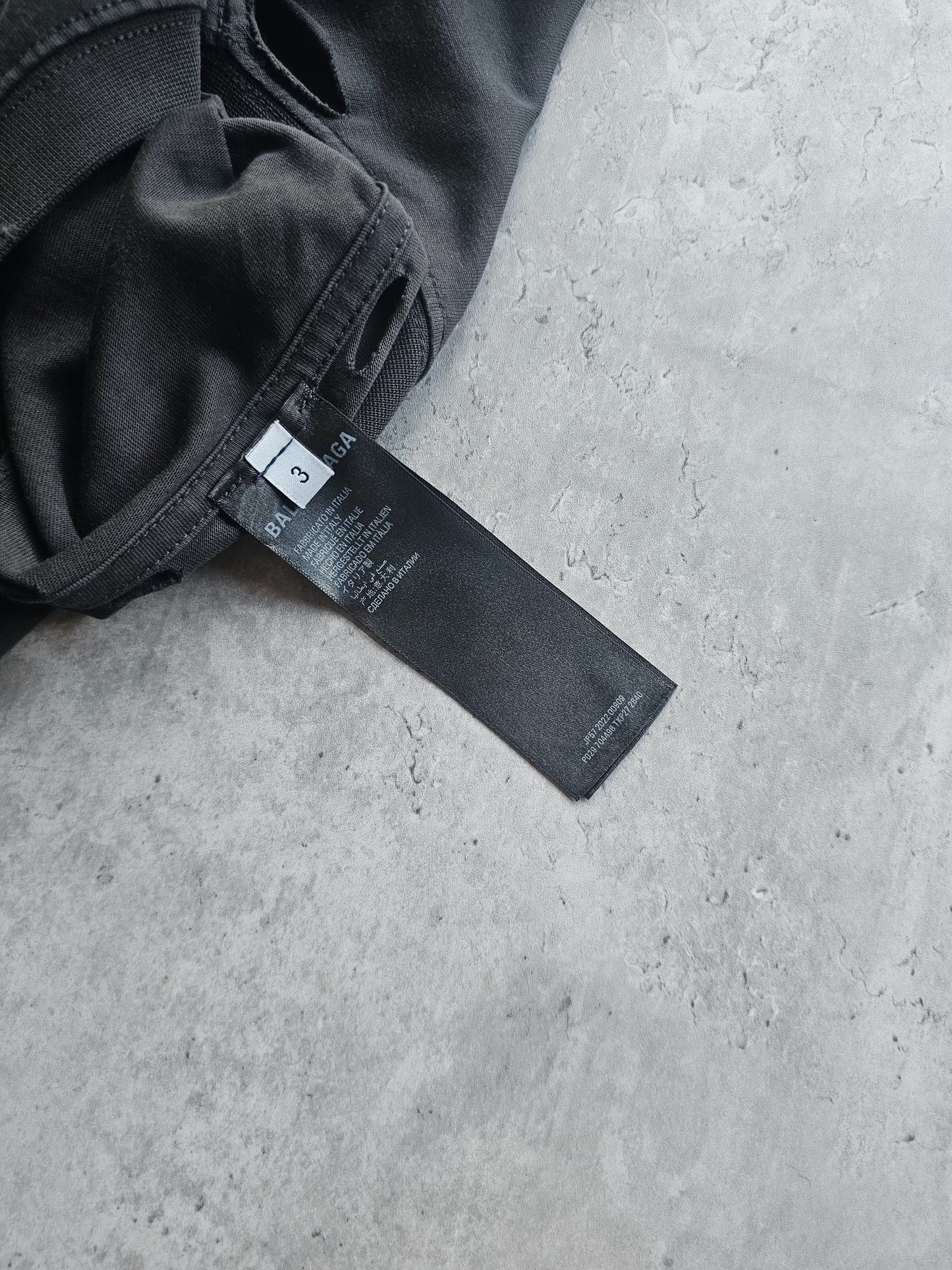 BALENCIAGA Optical Print Distressed Oversized T-Shirt