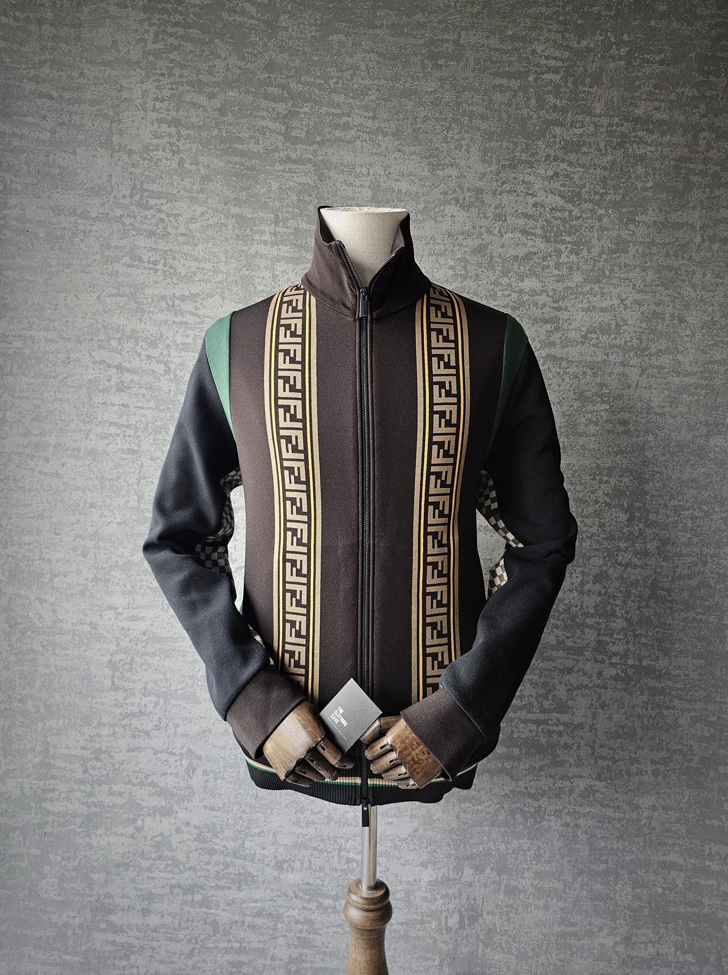 FENDI Logo Trimmed Panelled Stretch-Jersey Track Jacket