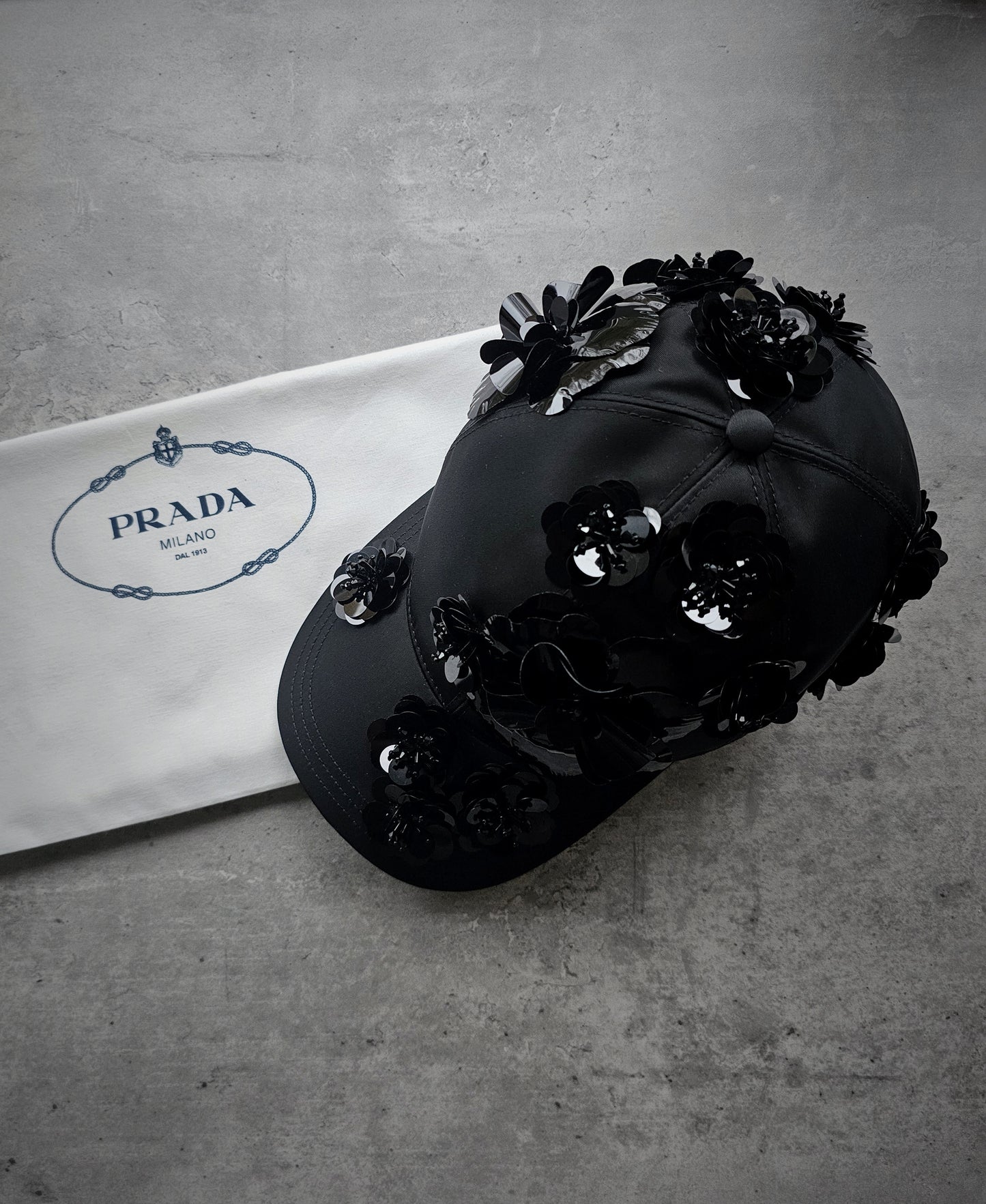 PRADA Rare Floral 3D Applique Cap