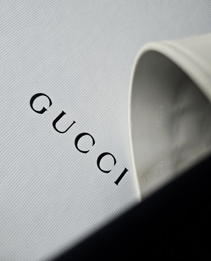 GUCCI Blk/white Nastro Rubber Slides