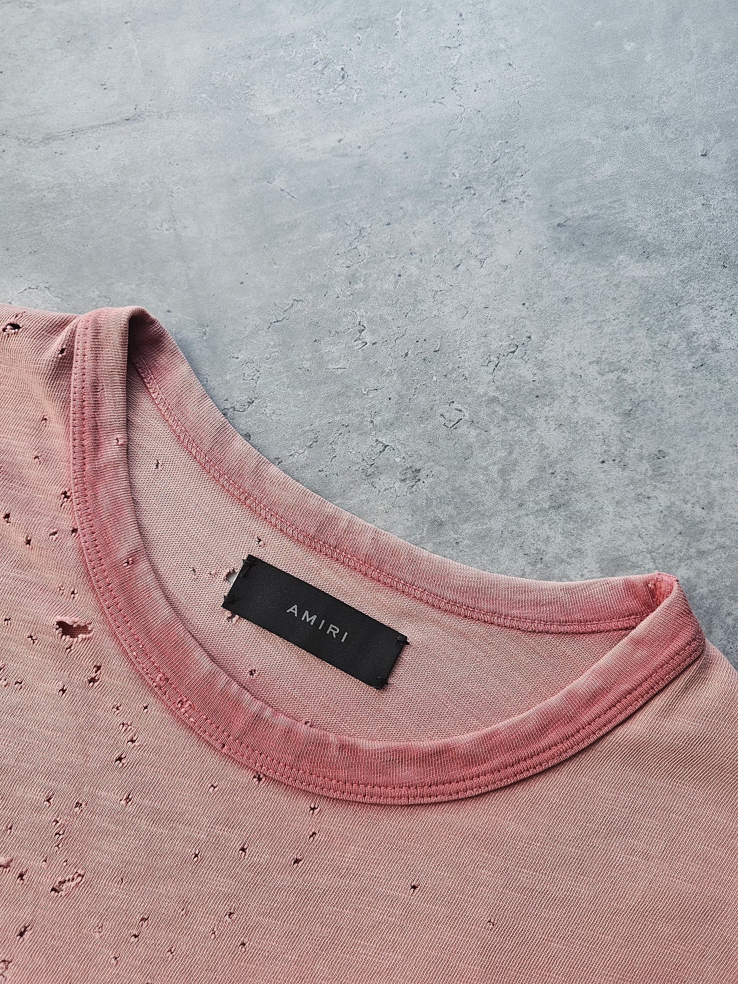 AMIRI Distressed & Washed Pink Shotgun T-Shirt