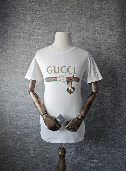GUCCI Rabbit Embroidered Cotton T-Shirt