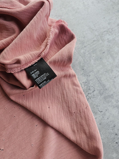 AMIRI Distressed & Washed Pink Shotgun T-Shirt