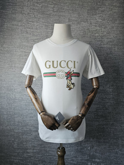 GUCCI Rabbit Embroidered Cotton T-Shirt