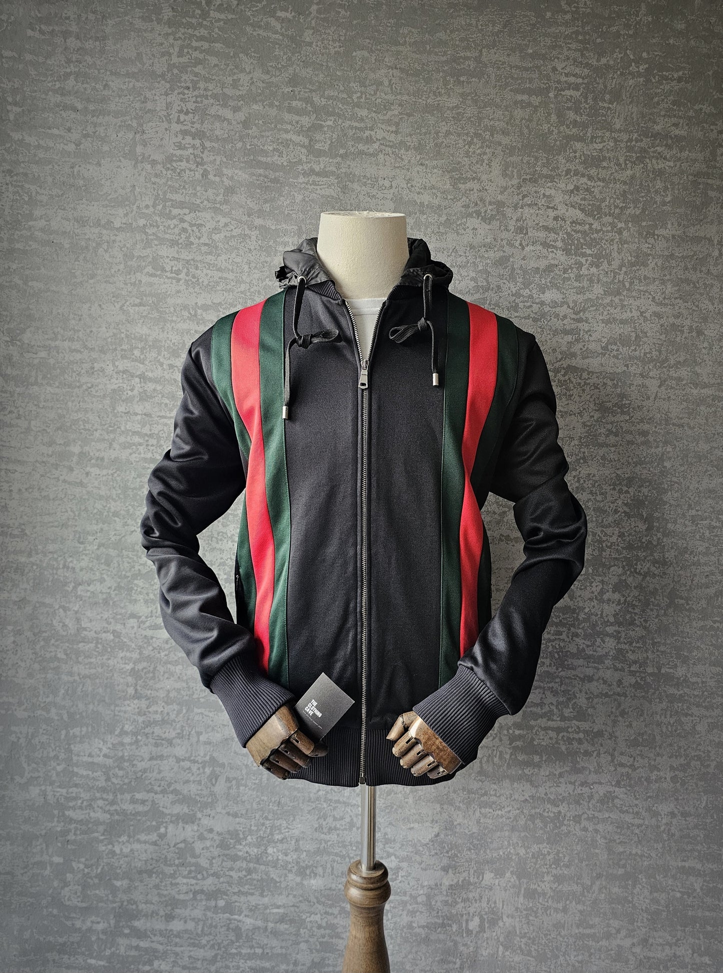 GUCCI Web-Striped Jersey Bomber Hooded Jacket