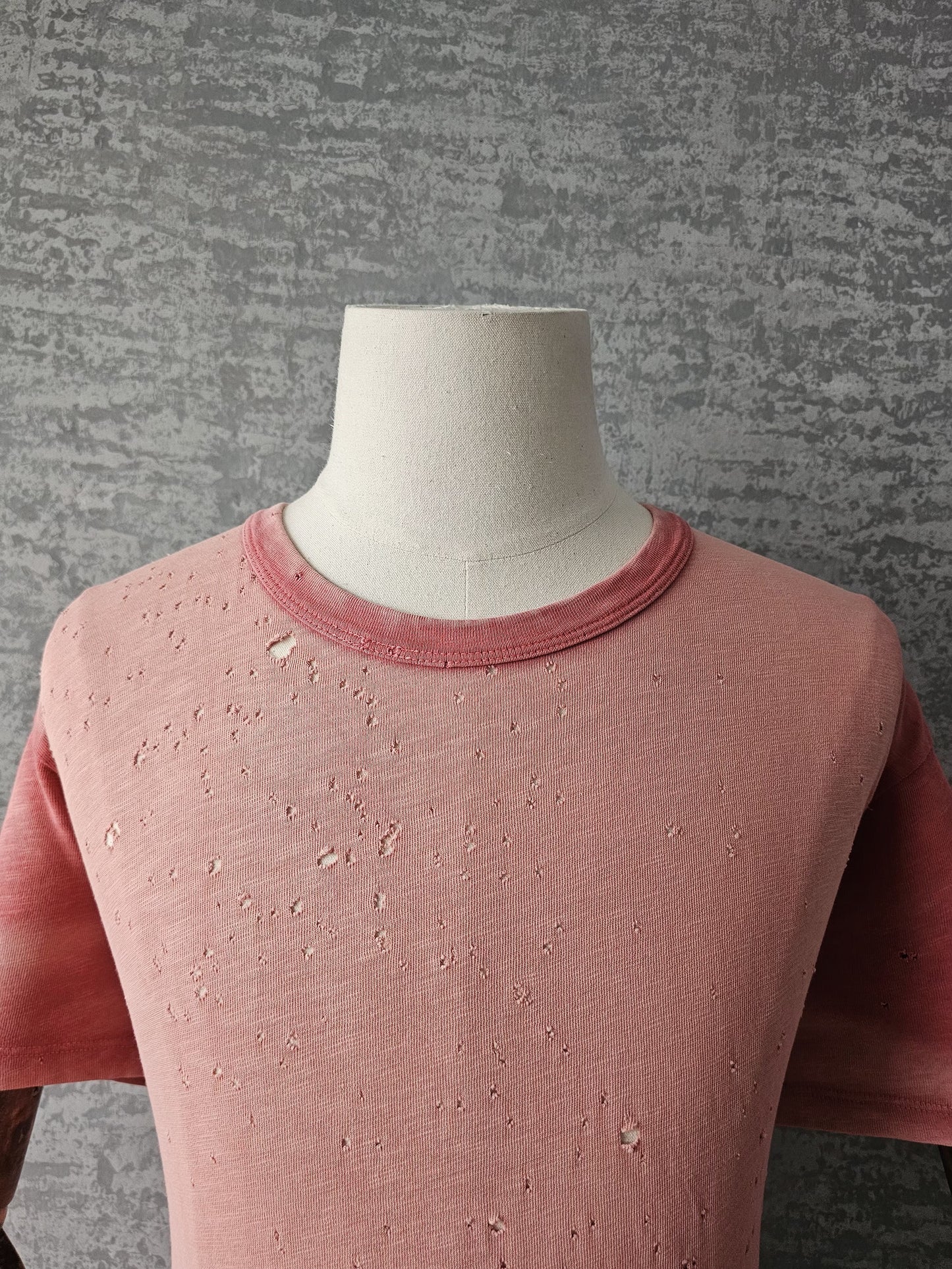 AMIRI Distressed & Washed Pink Shotgun T-Shirt