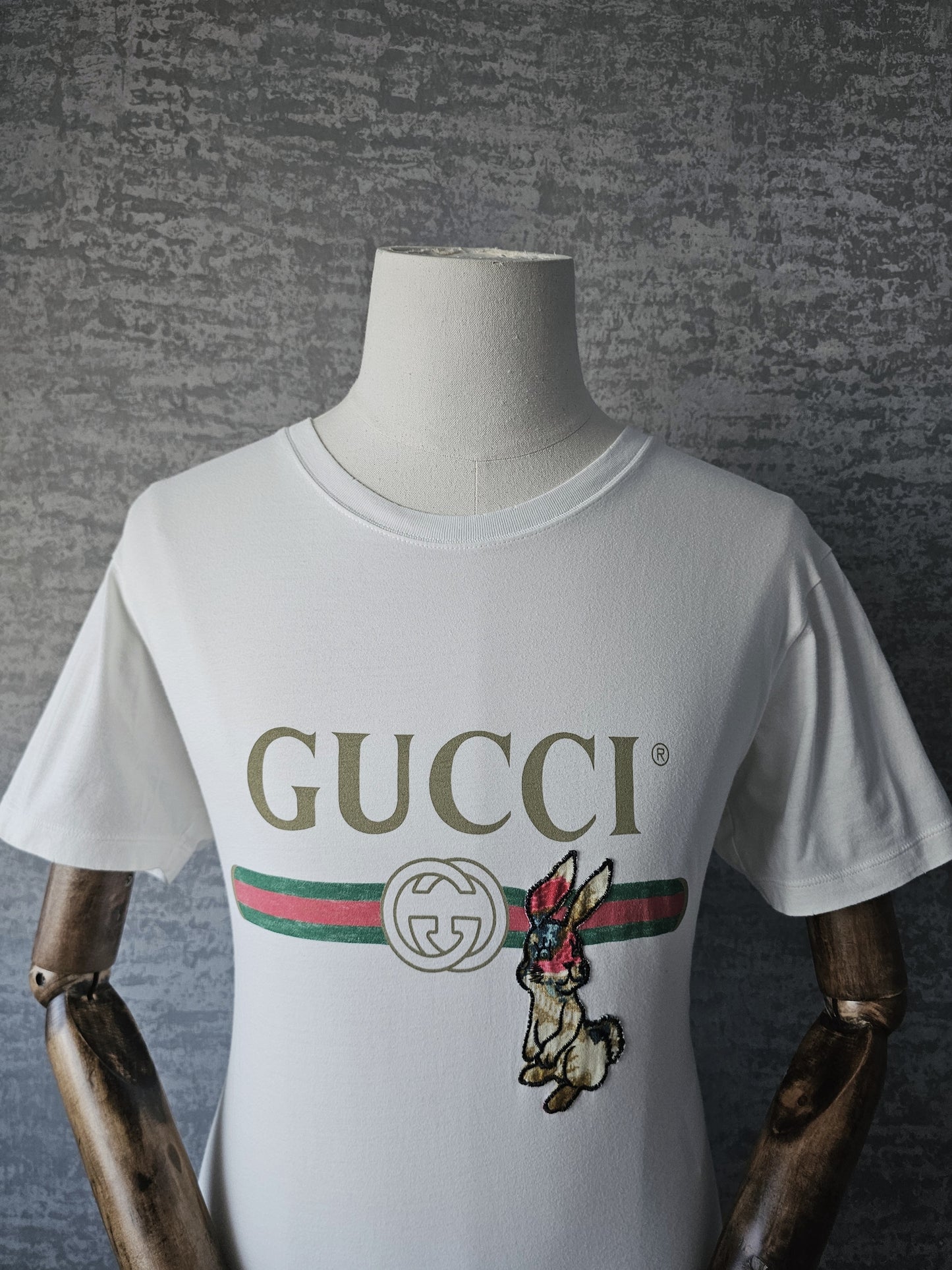 GUCCI Rabbit Embroidered Cotton T-Shirt