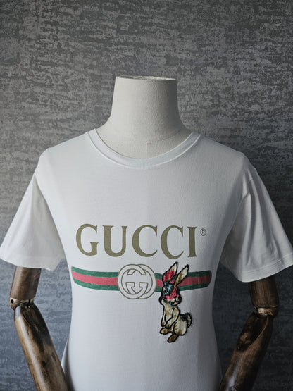 GUCCI Rabbit Embroidered Cotton T-Shirt