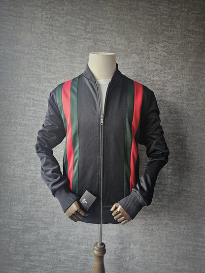 GUCCI Web-Striped Jersey Bomber Hooded Jacket