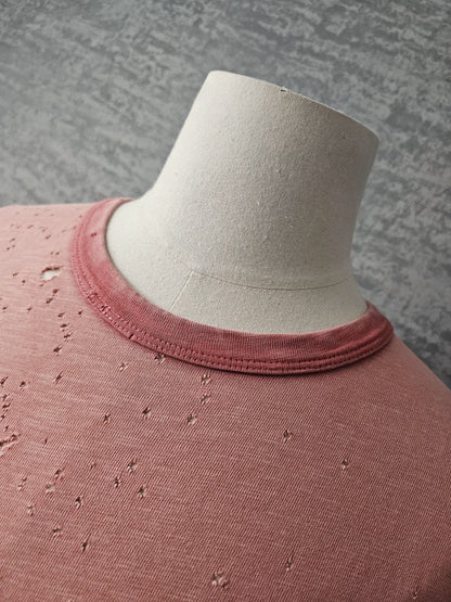 AMIRI Distressed & Washed Pink Shotgun T-Shirt