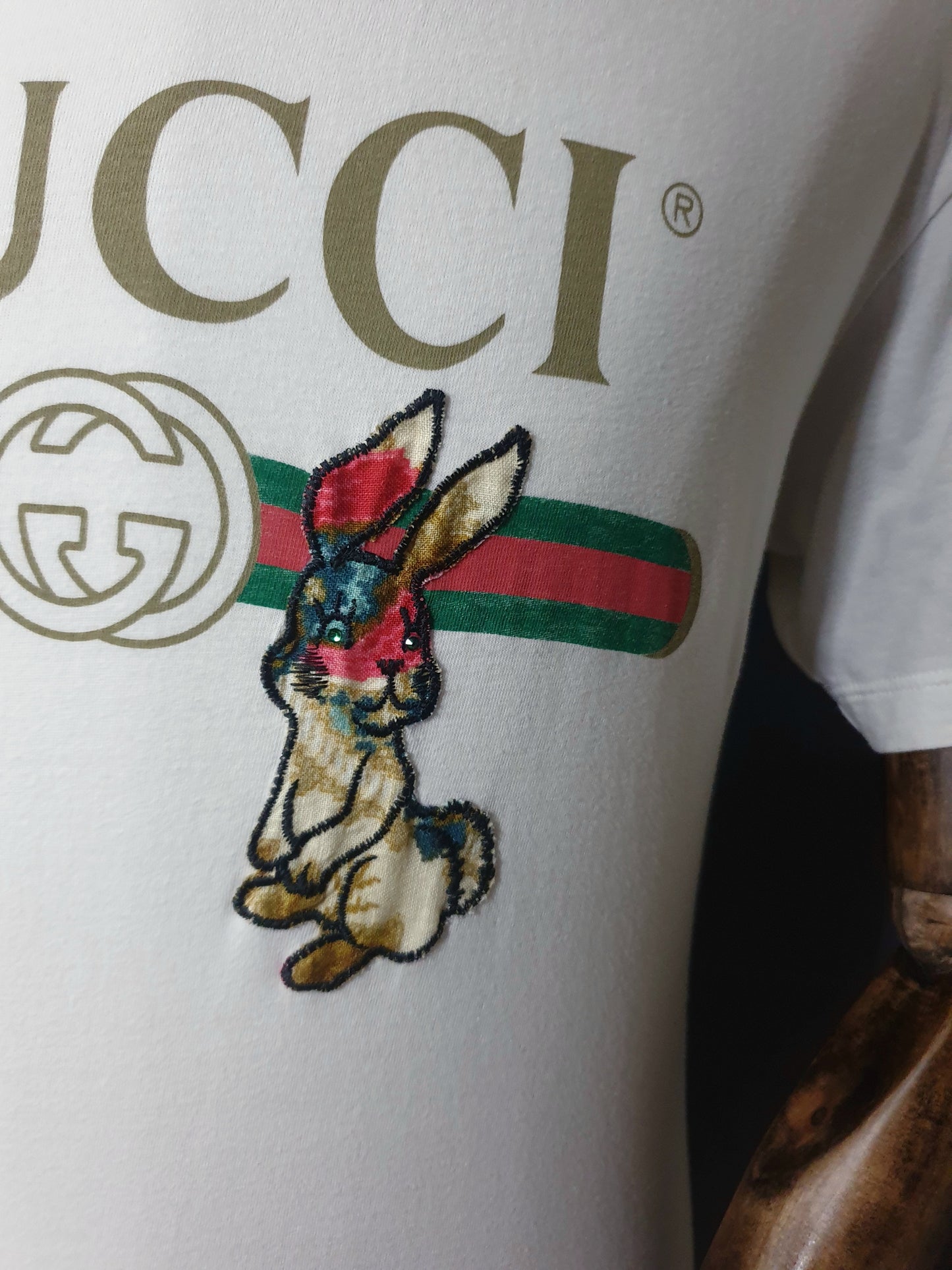 GUCCI Rabbit Embroidered Cotton T-Shirt