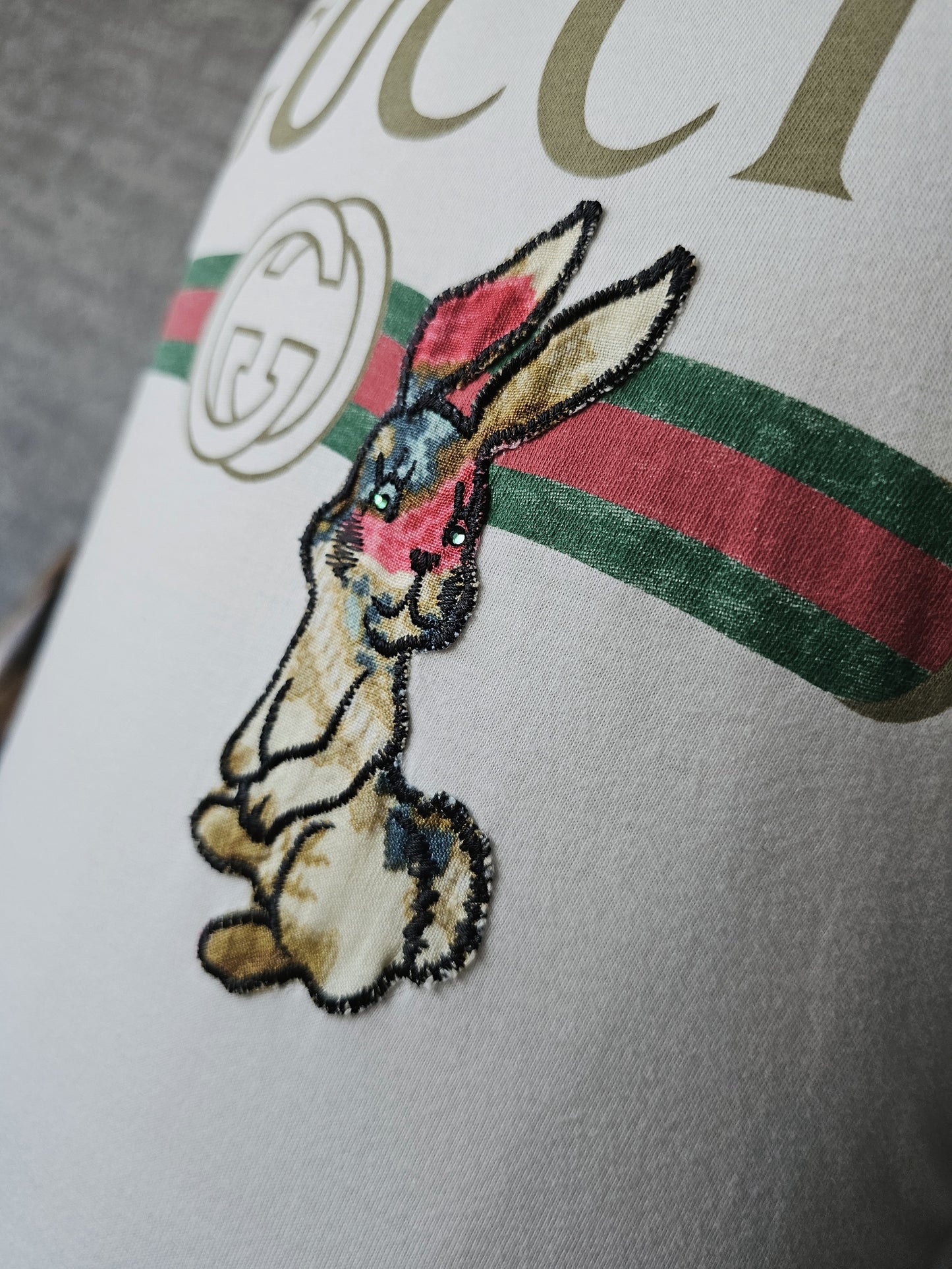 GUCCI Rabbit Embroidered Cotton T-Shirt