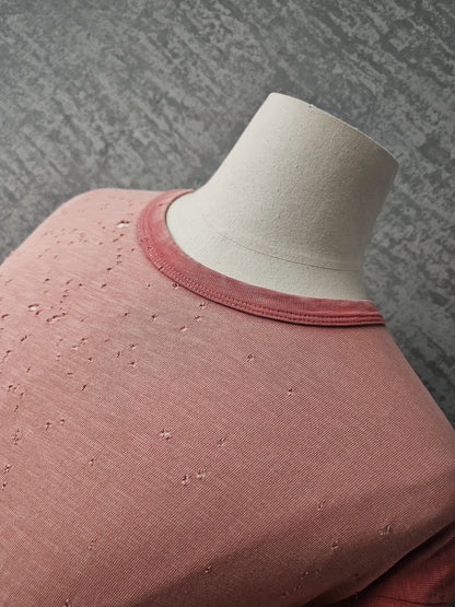 AMIRI Distressed & Washed Pink Shotgun T-Shirt