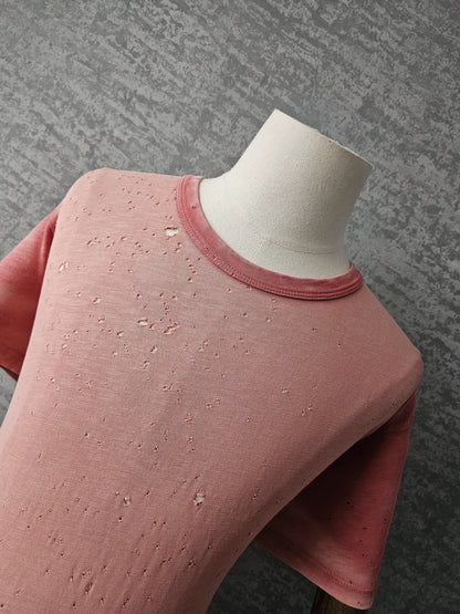 AMIRI Distressed & Washed Pink Shotgun T-Shirt