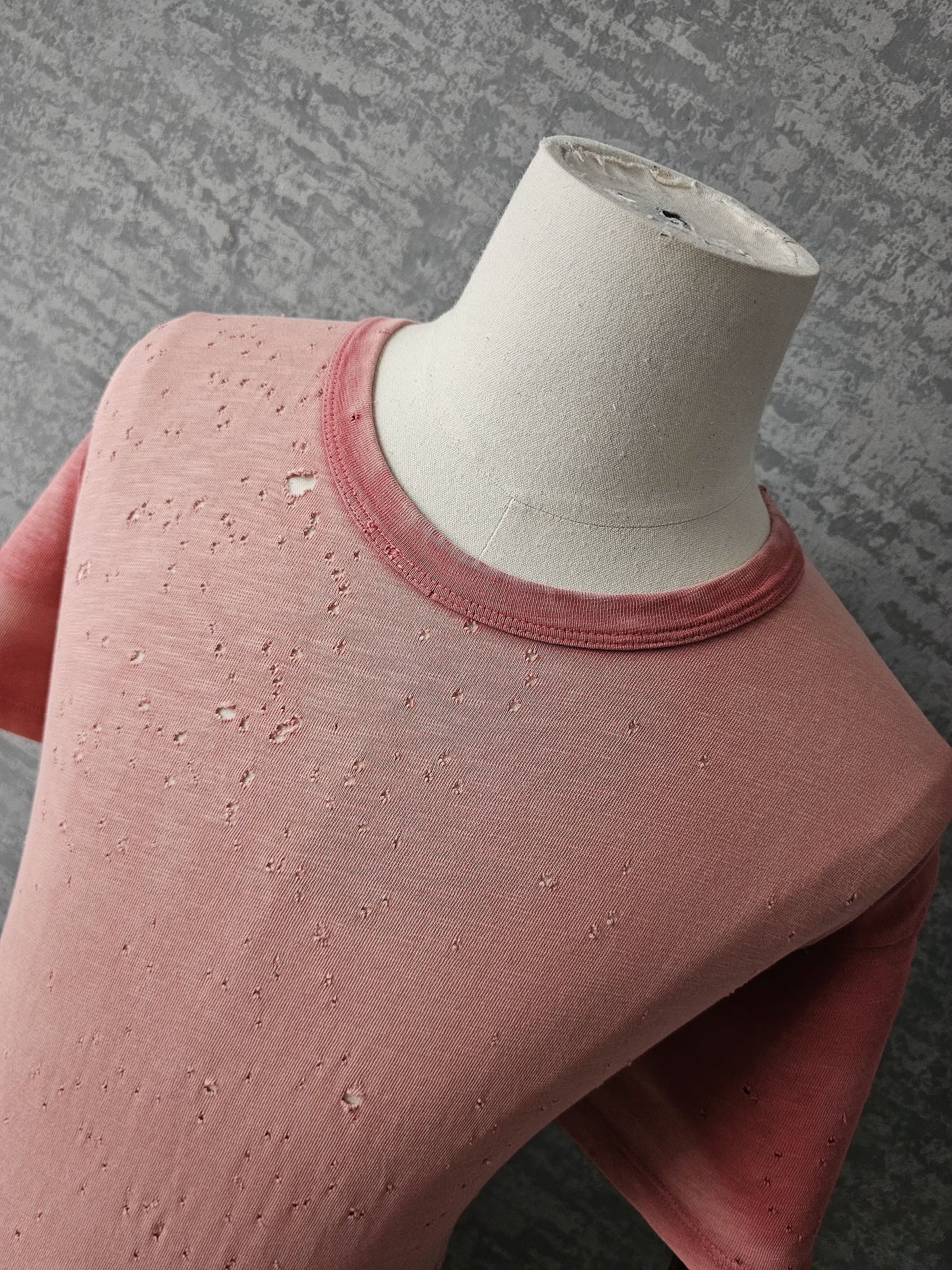 AMIRI Distressed & Washed Pink Shotgun T-Shirt