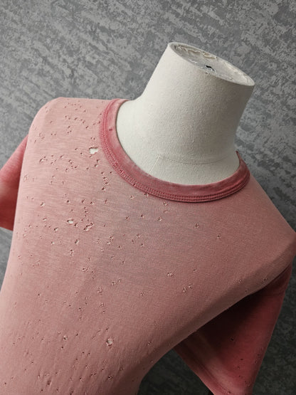 AMIRI Distressed & Washed Pink Shotgun T-Shirt