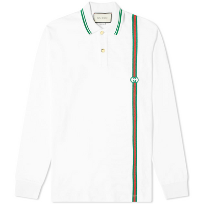 GUCCI Long-Sleeve Stripe Jersey Polo