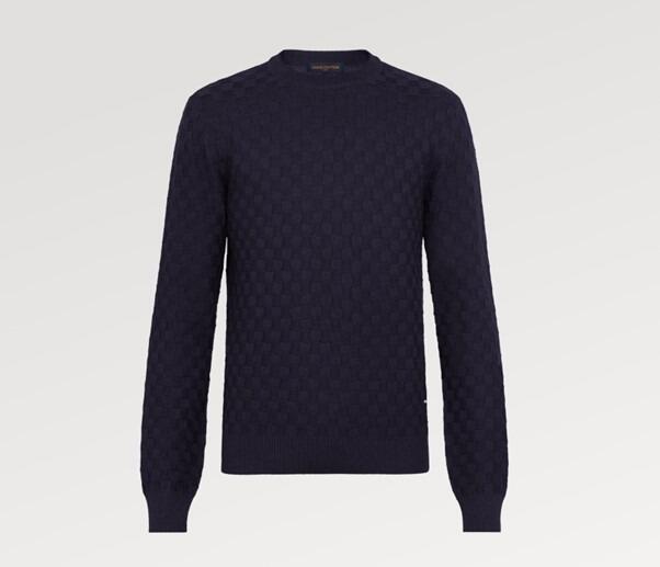LOUIS VUITTON Damier Crew Knit Sweater in Dark Night Blue